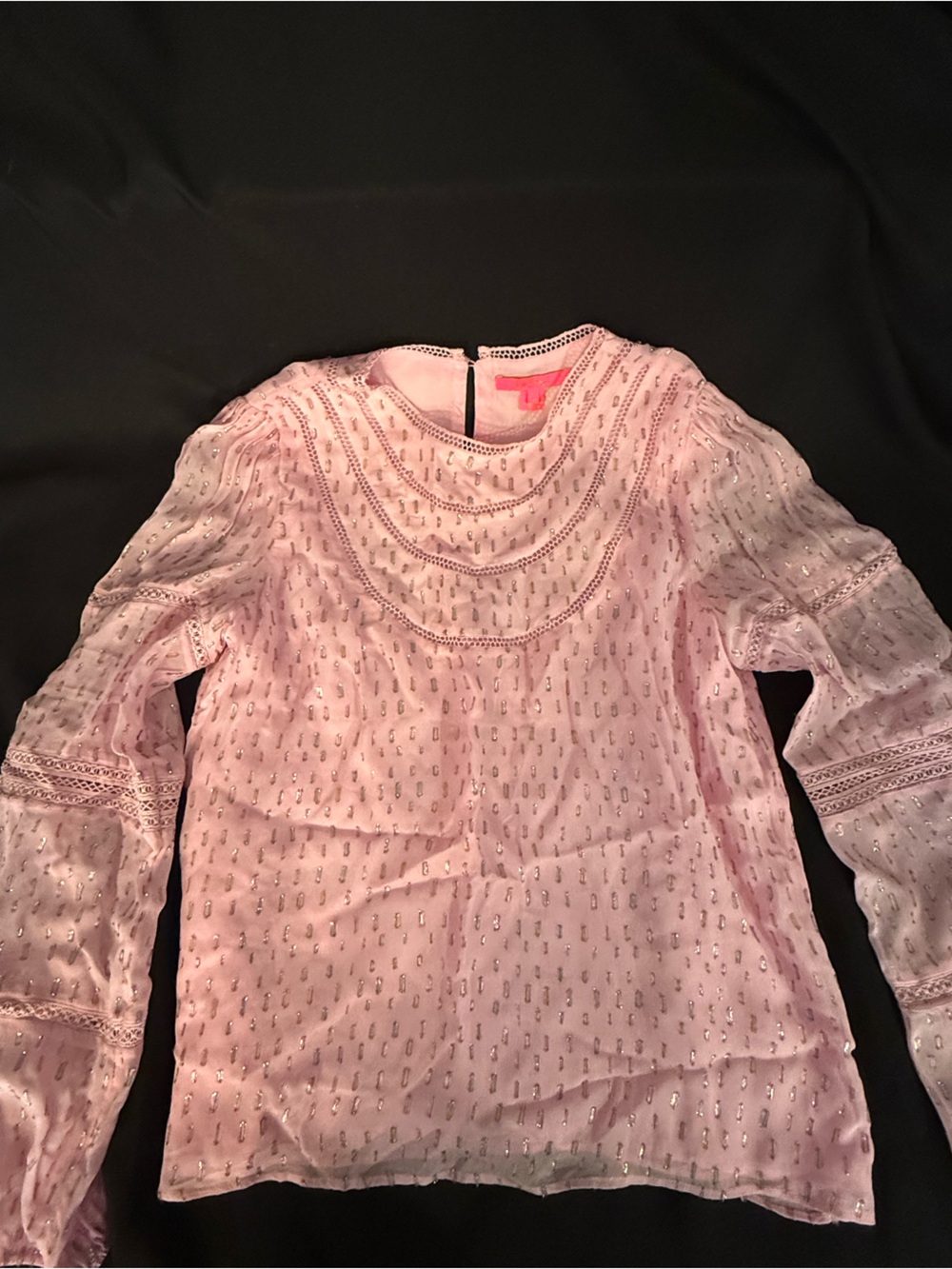 Lilly Pulitzer Pink Metallic-Accent Long-Sleeve Blouse
